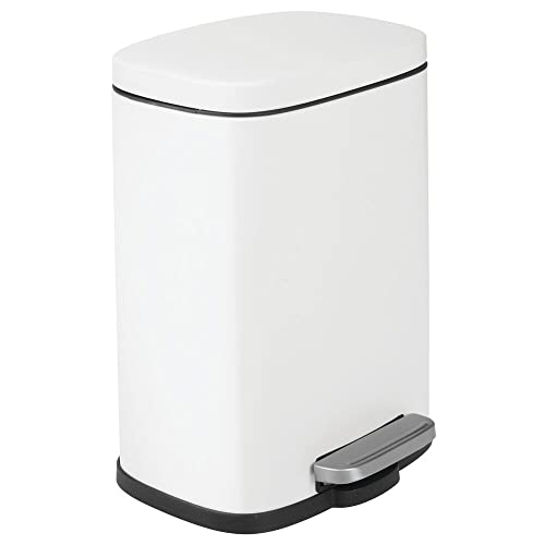 mDesign Touchless Stainless Steel Trash Can - White