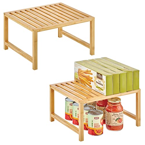 mDesign Wooden Stackable Storage Shelf - Food and Kitchen Organizer
