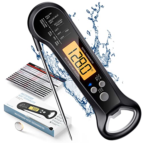 Meat Thermometer Digital, Waterproof Instant Read Meat Thermometers for Grilling and Cooking. Food Thermometer, Kitchen Gadgets, Accessories with Bottle Cap Opener for Kitchen, BBQ, Grill…