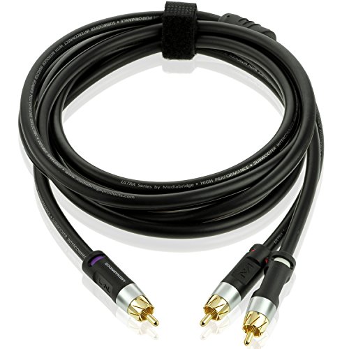 Mediabridge™ Ultra Series RCA Y-Adapter (15 Feet) - 1-Male to 2-Male for Digital Audio or Subwoofer - Dual Shielded with RCA to RCA Gold-Plated Connectors - Black - (Part# CYA-1M2M-15B)