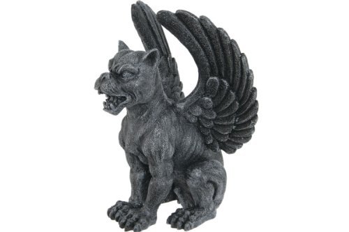 Medieval Sitting Winged Lioness Gargoyle Figurine Statue