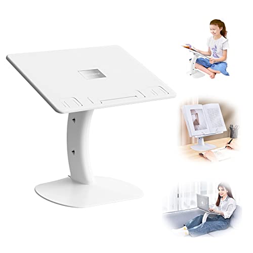 melafa365 Portable Lap Desk Kids,Adjustable 2-in-1 Book Stand for Reading,Car Desk,Laptop Stand for Bed Sofa Floor Car Seat,Applicable to Child Textbook/Laptop/Magazine/Ipad-White