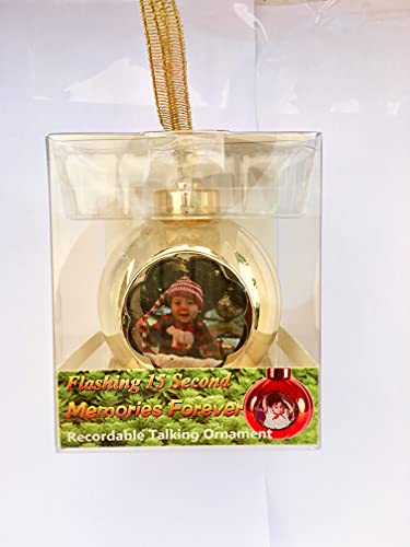 Memories Forever 15 Second Recordable Gold Christmas Holiday Ornament