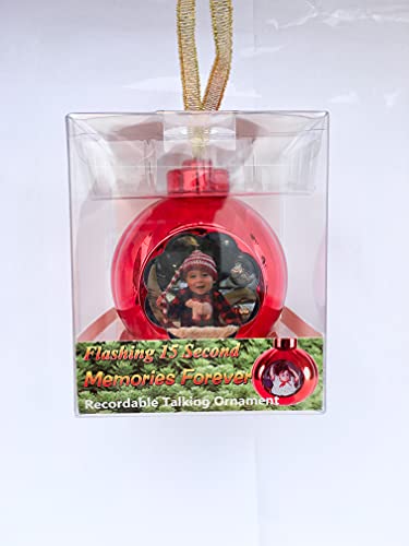 Memories Forever 15 Second Recordable Red Christmas Holiday Ornament