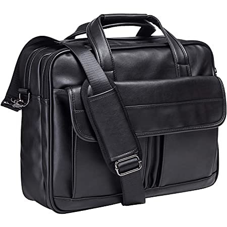 Men's Leather Messenger Bag, 17.3 Inches Laptop Briefcase Business Satchel