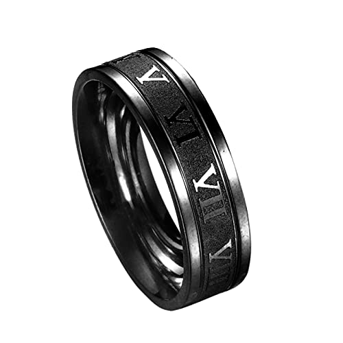 Men's Roman Numeral Stainless Steel Ring - Black