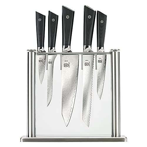 Mercer Culinary Stainless Steel Knife Set with Glass Block Stand