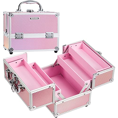 Mermaid Pink Makeup Train Case Beauty Cosmetic Box