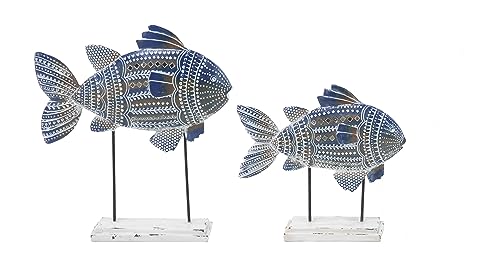 Metal Fish Sculpture, Set of 2 - Coastal Theme