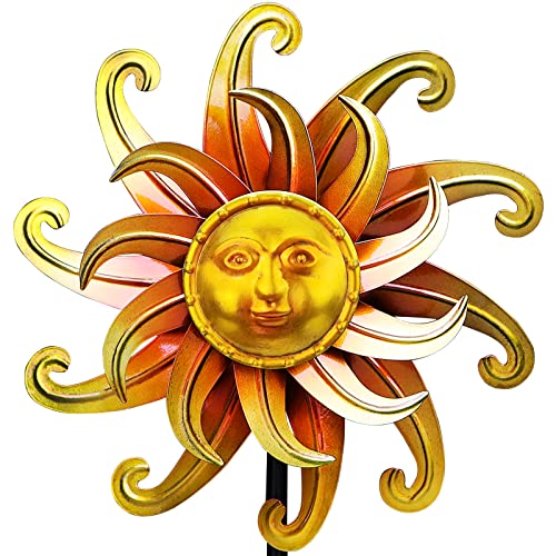 Metal Garden Art Sun Face Wind Spinner
