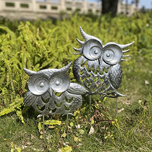 Metal Owl Garden Statues - Decorative Outdoor Statues for Yard Décor