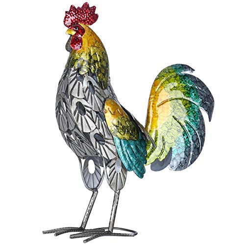 Metal Rooster Yard Art Sculpture for Outdoor Decor