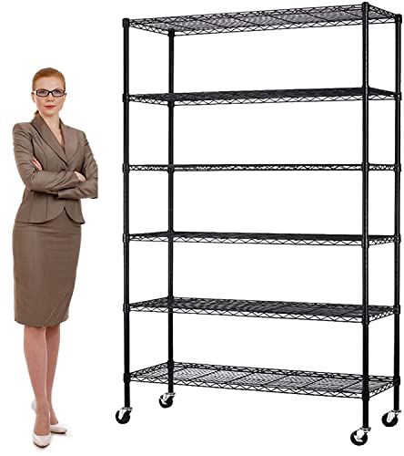 Metal Wire Shelving Unit with Wheels - 6 Tier 2100lbs