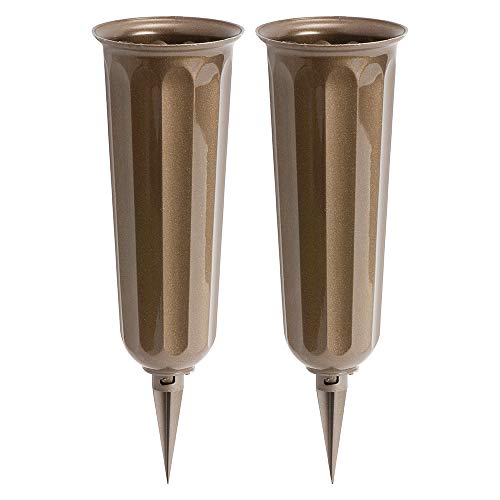 Metallic Bronze Cemetery Vase - 2-Pack