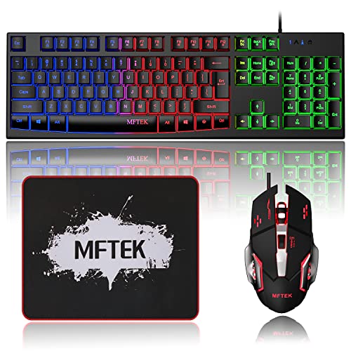 MFTEK RGB Backlit Gaming Keyboard and Mouse Combo