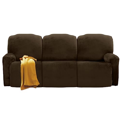 Miaotto Recliner Sofa Covers - Velvet Stretch Couch Slipcovers for 3 Seats