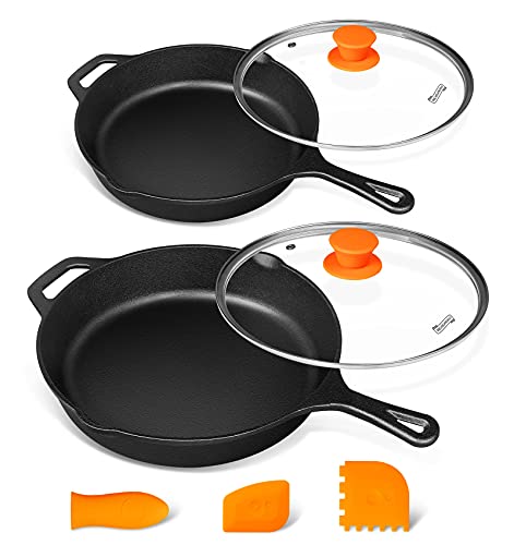 MICHELANGELO Preseasoned Cast Iron Skillet Set