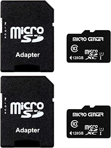 Micro Center 128GB Class 10 Micro SDHC Flash Memory Card with Adapter for Mobile Device Storage