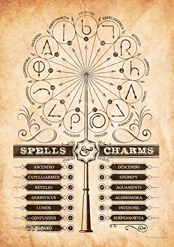 MIGHTYPRINT Harry Potter - Spells and Charms - Wand Patterns - Durable 17” x 24" Wall Art – NOT Made of Paper – Officially Licensed Collectible