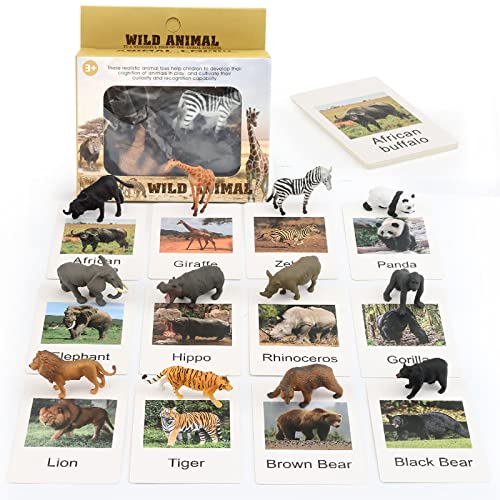 MIKNEKE Montessori Animal Matching Game with Realistic Figurines