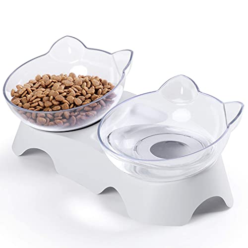 MILIFUN Cat Food Bowls: Elevated Tilted Orthopedic Kitty Bowls