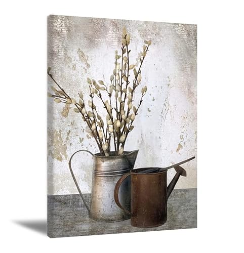 Milili Rustic Floral Country Farmhouse Bottle Floral Wall Art Flower Painting for Bathroom Wall Art Poster Country Style Canvas Wall Art Picture Prints for Home Decor 16 inchx24 inch No-frame