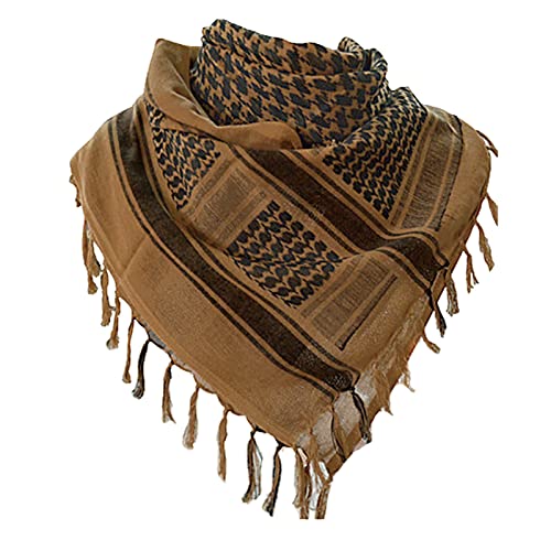 Military Shemagh Tactical Desert Scarf, 100% Cotton Keffiyeh Neck Head Scarf Wrap for Men Women,A-tan