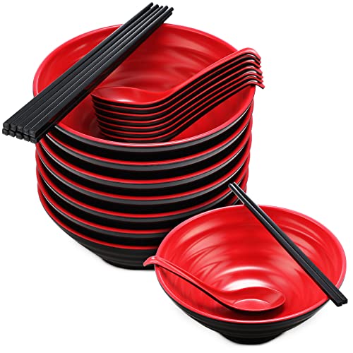 Mimorou 8 Sets Japanese Style Ramen Bowls Melamine Udon Noodle Bowls