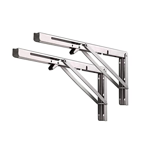 MINGT Folding Shelf Brackets - Heavy Duty Metal Collapsible Shelf Bracket