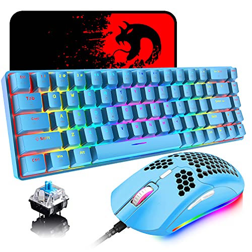 Mini 68 Keys Mechanical Gaming Keyboard with Honeycomb Mouse