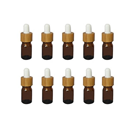 Mini Amber Glass Bottle with Dropper for Essential Oil Pack of 10 (5ml)
