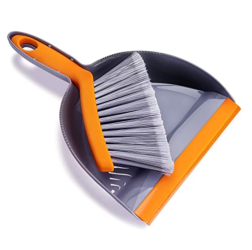 Mini Broom and Dustpan Set - Small Broom and Dustpan Set for Home, Camping Broom, Whisk Brooms Small(Gray Orange)...