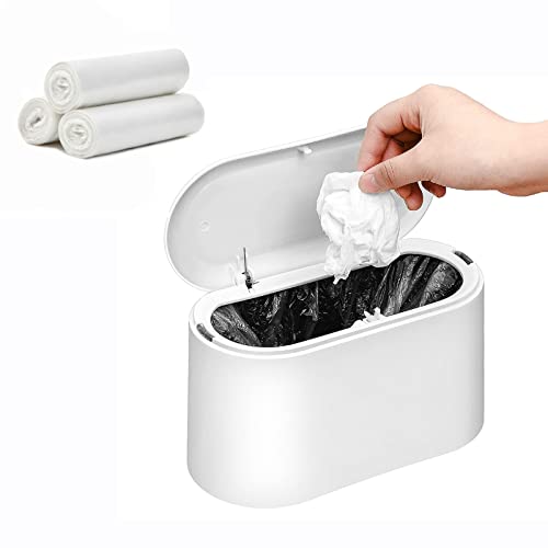 Mini Trash Can For Desk, Press-type With Removable Inner Plastic