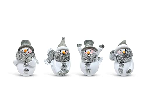 Miniature Glittered Snowman Figurines