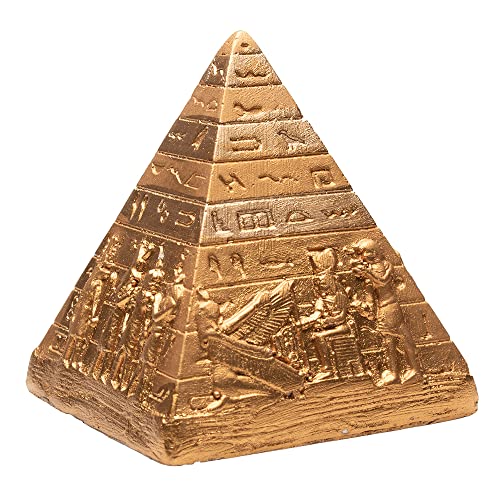 Miniature Pyramid Statue with Gold Finish - Handcrafted in Egypt