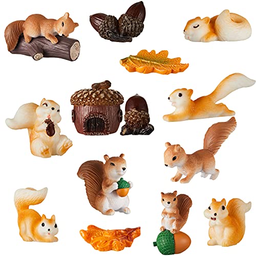 Miniature Squirrel Figurine Collection for Garden Decor