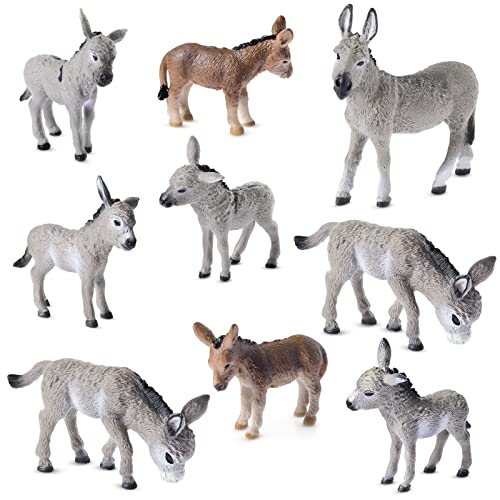 Miniature Toy Donkey Figurine Set
