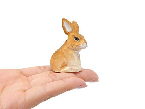 Miniature Wood Rabbit Figurine
