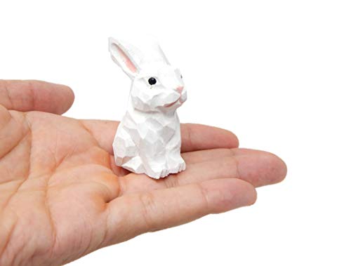 Miniature Wooden Bunny Figurine