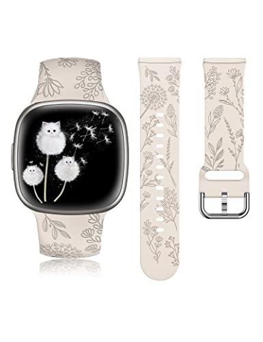 Minyee Floral Engraved Band for Fitbit Smartwatches