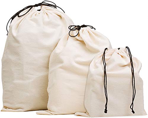 MISSLO Set of 3 Cotton Breathable Dust-Proof Drawstring Storage Pouch Bag