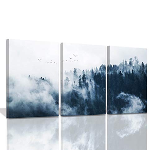 Misty Forest Wall Pictures for Bedroom Canvas Art