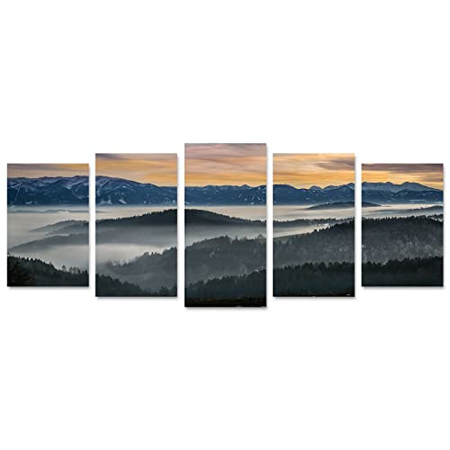 Misty Valley Canvas Wall Art: Sunset Wilderness