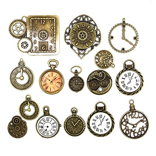 Mixed Antiqued Bronze Clock Charms