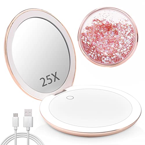 MIYADIVA Compact Mirror with Light and 25x Magnification