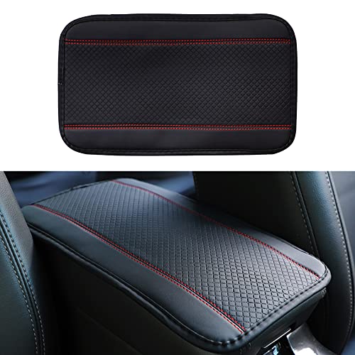 Miytsya Four Seasons Universal Armrest Box Mat, Fiber Leather Embossing, Waterproof, Car Armrest Seat Cover (Red)