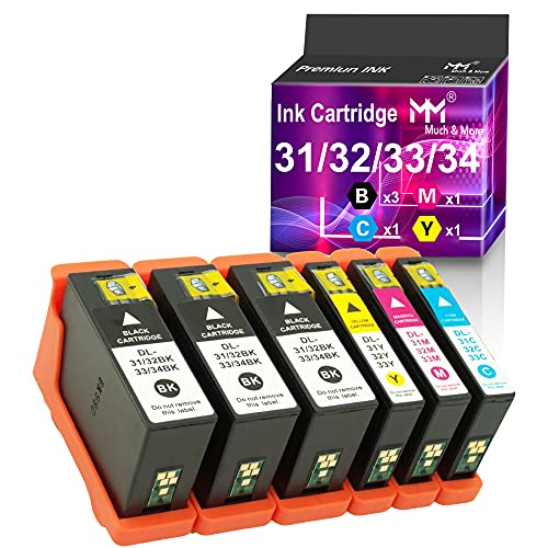 MM MUCH & MORE Ink Cartridge Compatible for Dell Series 31-34 (6-Pack)