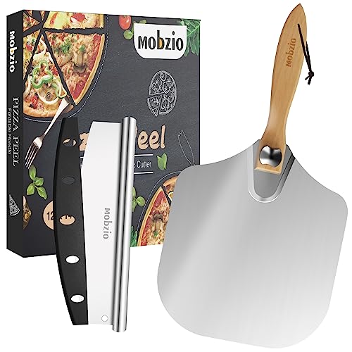 mobzio Pizza Peel Kit - Aluminum Pizza Peel with Foldable Handle