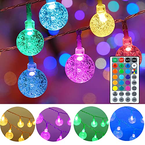 Mocalido 50ft Color Changing Globe String Lights Indoor, Bedroom String Lights 75 LED USB Powered for Kids Girls Room Decor with Remote Control, Colored Hanging Crystal Ball Classroom Lights