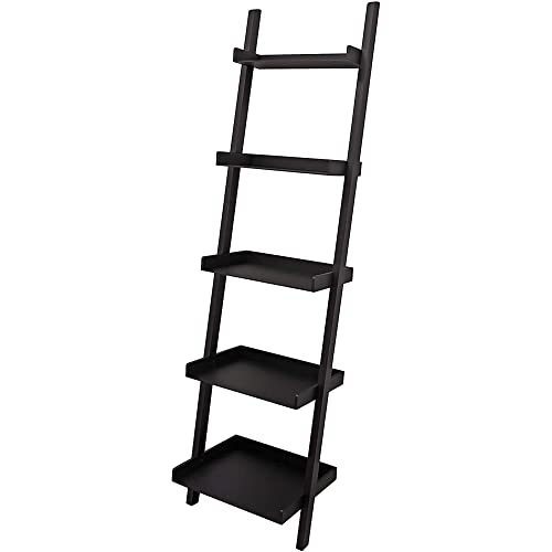 Modern 5-Tier Wood Ladder Bookshelf